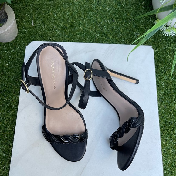 STUART WEITZMAN
DANCER TWISTIE 75 BLACK LEATHER SANDALS SIZE 6 - Picture 7 of 9